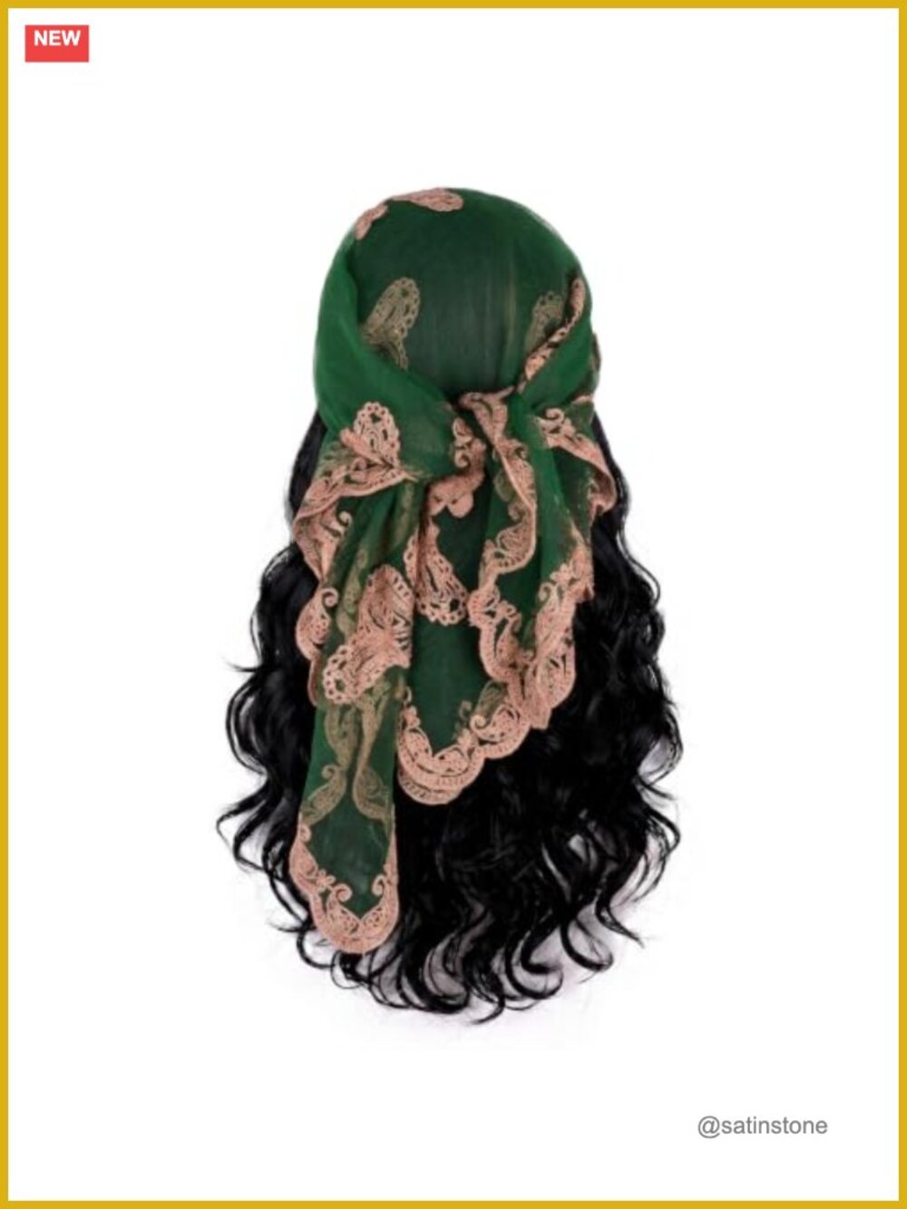 Lace Head Scarf with Flower Embroidery Lightweight Breathable Boho Bandana Women